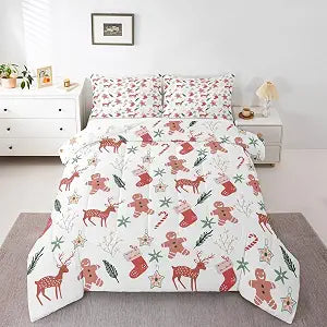 jejeloiu Christmas Bedding Set for Boys Girls Cute Comforter Set Twin Size