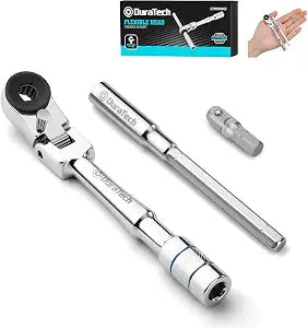 DURATECH 1/4" Flex-Head T-Handle Ratchet, Mini Ratchet Wrench