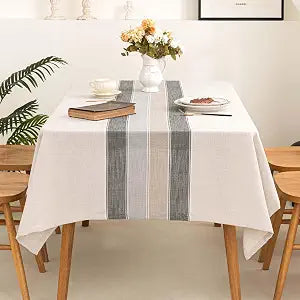 SIELUNO Rectangle Table Cloth Cotton Linen Waterproof Embroidery Tablecloth Rustic Farmhouse Style for Indoor Outdoor Dinning Tabletop Decoration-Grey Macarons-54 x86