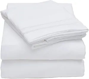 Sweet Home Collection 3 Piece 2000 12 Colors Collection Egyptian Quality Deep Pocket Bed Sheet Set, Twin, White