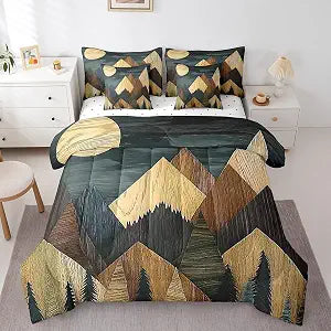 jejeloiu Mountain Comforter Set with Sheets Queen Size for Boys Girls Teens