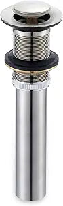 Luxier Brass Bathroom Sink Pop-Up Drain Stopper for Vessel and Vanity Sinks Without Overflow in Brushed Nickel, DS03-TB