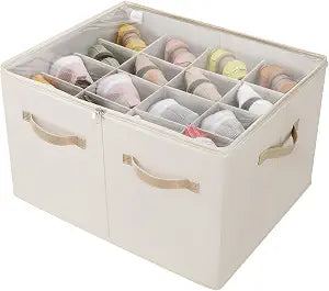 TOPIA HOME Shoe Organizer for Closet, Foldable Shoe Box, Adjustable Divider