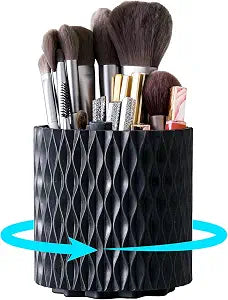 Black Makeup Brush Holder, 360 Rotating Makeup Organizer