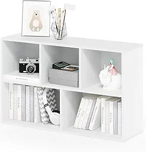 Furinno LUDER Book Shelf, 5-Cube Bookshelf, Reversible Bookcase, 9.4 x 19.5 x 31.5, Easy Assembly, for Living Room, Bedroom, Home Office, White