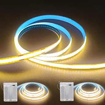 ZSLAIFU 2Pack Battery Powered LED Strip Lights, 3.28FT COB LED Light Strip, Warm LED Strip Light for Under Cabinet, Closet, Shelves, Bedroom, DIY Lighting Battery LED Strip Lights