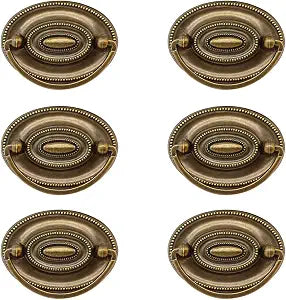 Ring Pull Cabinet Pulls Drawer Handle Pulls for Dresser Cupboard Wardrobe Home Bedroom Kitchen Hardware Decoration 6 Pieces (Bronze)