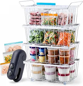 Freezer Organizer Bins 4-Pack, Fits Most 57 Cu. Ft. - White