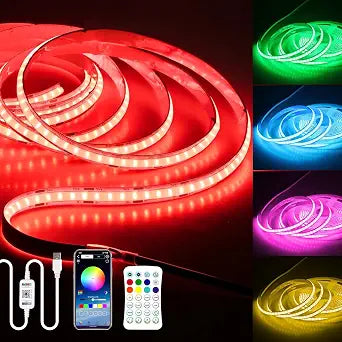 Aclorol 5V USB RGB COB LED Strip Light 10FT with Remote for TV Backlight