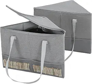 2 Pack Rigid Hanger Organizer, Triangle Storage Bin with Lid, Hanger Holder Stand for Space Saving, Clothes Organizer Stacker for Closet Laundry Rooms