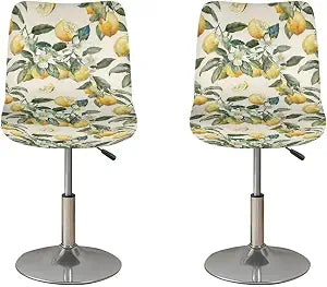 Lemon 2 Pack Soft Bar Stool Chair Seat Covers with Back Soft Breathable Fabric Slipcover Chair Protectors with Elastic Band for Home Cafe Bistro