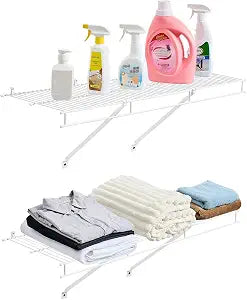 VEVOR Wire Shelf Kit, 3 ft, Set of 2, Wall Mounted Wire Shelves, Heavy-Duty Carbon Steel Hanging Shelf, Floating Wall Storage Shelves with Dip Coating, for Closet, Bedroom, Living Room, Office, Pantry