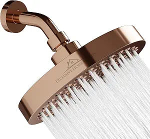 Rainfall Shower Head - 6" High Pressure Shower Heads - 1.8 GPM Shower Heads with Anti-Clog 90 Rubber Jets - 360 Rotation Adjustable Shower Head - Rustproof Bathroom Shower Head - Rose Gold