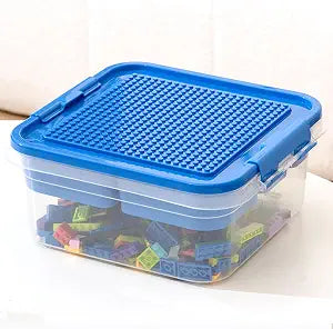 Storage Organizer Bins for Lego, Building Blocks Storage with Building Baseplate Lid, Storage Containers for Building Brick Storage Plastic Stackable Organizer Bin