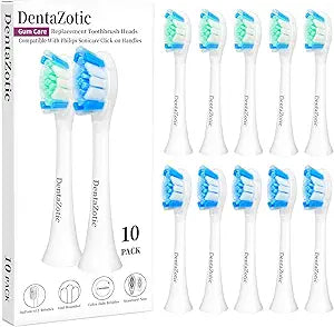 Gum Care Toothbrush Heads for Philips Sonicare Replacement Heads, Soft Bristles, White 10 Pack