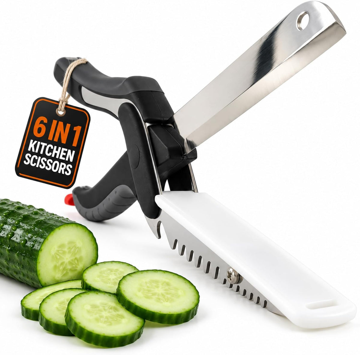 6-in-1 Cutting Board Scissors, Kitchen Scissors for Food, Vegetables