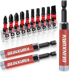 Geinxurn 3 PCS Drive Guide with Self Retracting Sleeve(3.5) and 10 Pcs Screwdriver Bit, Magnetic Drill Bit Tip Holder for Prevent Screws Shaking When Driving