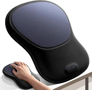 meatanty Mouse Pad with Wrist Rest, Ergonomic Mouse Wrist Support, Desk Mouse Mat Computer Accessories, Soft Memory Foam Palm Hand Pain Relief, Non-Slip Laptop Cushion, Office Home Gaming Black Blue