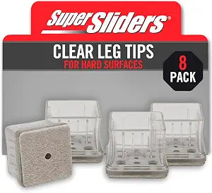 Super Sliders 1 Inch Square Chair Leg Tips with Beige Felt Bottom  Heavy Duty Silicone Furniture Leg Caps, Steel Reinforced Floor Protectors for Chairs & Tables, 8 Count