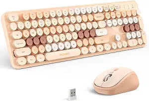 TECKNET Wireless Keyboard and Mouse Combo, Retro Aesthetic Typewriter Style