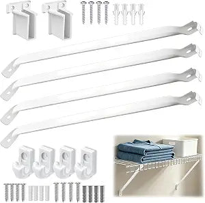 4PCS 12 Inch Wire Shelf Brackets, Epoxy Steel Wire Rack Support