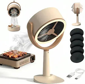 Mini Rechargeable Desktop Air Purifier with 5 Carbon Filters, Quiet Air Cleaner Fan for Smoke Odor, Desk, Pet Room, Kitchen, Travel, and Shared Spaces