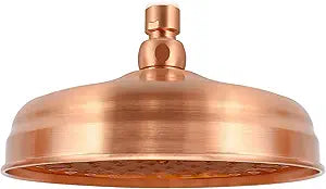 8 Inch Stainless Steel Copper Shower Head Antique Red, Big Large Round Rainfall Showerhead Sprayer, High Pressure Sprinkler Nozzle Single Head Replacement for Bathroom Garden Bath Waterfall Experience