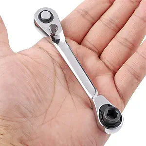 1/4 Inch Mini Double Headed Ratchet Wrench 72 Tooth Drive Socket and Screwdriver Bit Ratchet Set Rotator 5 Degrees Quick Install Release Ratchet Accessories Tool Silver