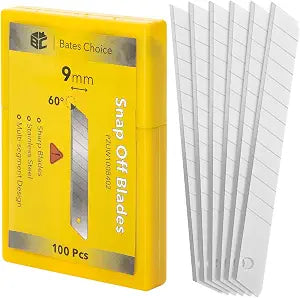 Bates Snap Off Blades, 100pcs, 9mm, 60 Degree, Stainless Steel Razor Blades