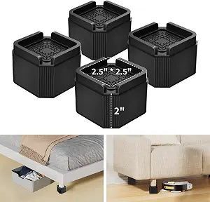 4 Pack Furniture Risers Adjustable Bed Risers 2 Inch