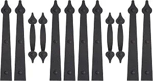 HILLMASTER Decorative Magnetic Garage Door Hinges Hardware, 12 Pieces Garage Door Accents Attractive Curb Appeal Faux Gate Hinges Handles Decor Hardware Kit, Black