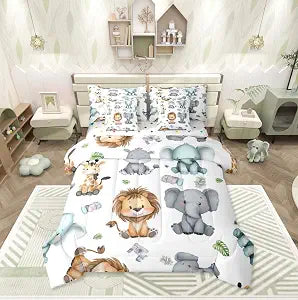 Erosebridal Cartoon Animals 7 Piece Comforter Set Full for Nursery Child
