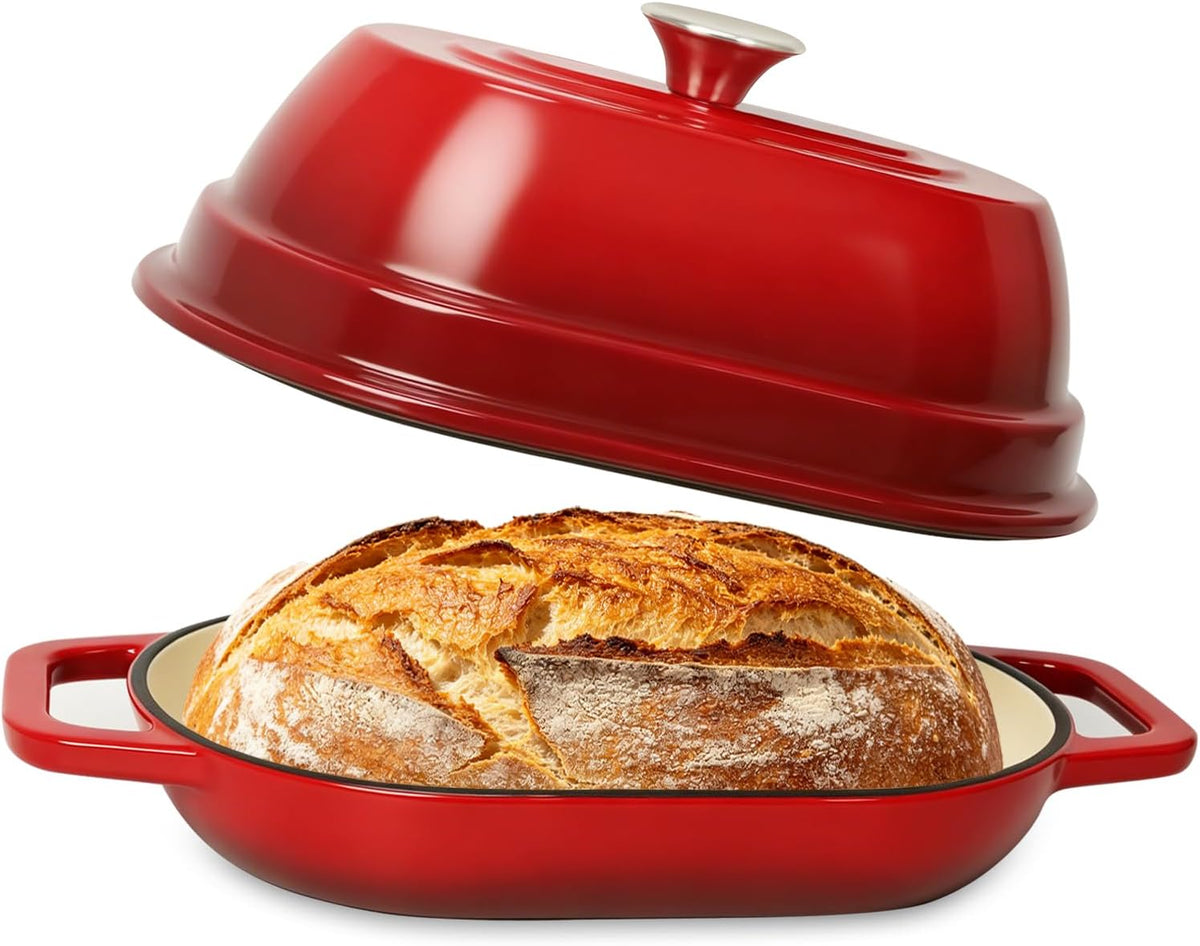 Wdmiya Dutch Oven for Sourdough Bread Baking, Shallow Base & Dome Lid 5 QT