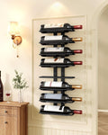 Hoctieon 8 Tier Wall Mounted Wine Rack, Metal Wall Wine Racks for Wine Bottles Display and Storage, Hanging Bottle Holder for Living Room, Dining Room, Bar, Wine Cellar, Black