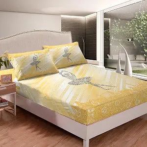 Feelyou Yellow Glitter Print Sheet Set Full Size for Kids Adults