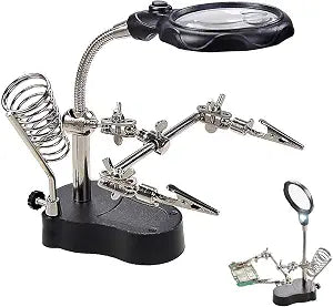 3.5X12X Helping Hands Soldering Station with LED Light & Alligator Clips