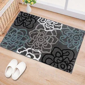 Rugshop Flowers Contemporary Modern Abstract Floral Area Rug Gray 2' x 3'