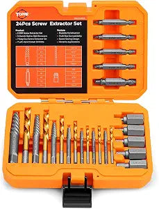 24 Piece Left Hand Drill Bits Set and Easy Out Screw Extractor Set