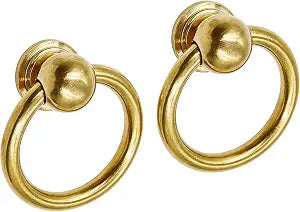 Brass Drop Ring Pulls, 1.6 Inch Antique, 2Pcs