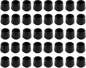 SoftTouch 1" Round Non-Marking Rubber Slip-On Chair Leg Tips, Nonslip Protective Furniture Leg Caps for Chairs, Stools, and Tables on Hard Surfaces, Set of 40, Black