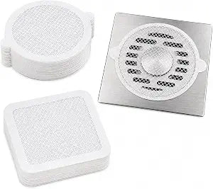 Disposable Drain Hair Catcher Mesh Stickers, Round & Square Shower Drain Covers for Hair, Adhesive Bathtub Sink Drain Protector, Disposable Hair Trap Strainer for Bathroom, Kitchen, Tub