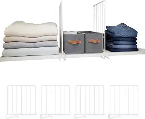 Closet Shelf Dividers, Set of 4 Heavy Duty Iron Shelf Organizer