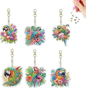 YUE ZHE Diamond Painting Kits for Adults 6PCS Hummingbird Diamond Painting Keychains Diamond Art Kits for Adults Double Sided Rhinestone Key Chains Pendants Crafts Home Decor Gift Party Favors