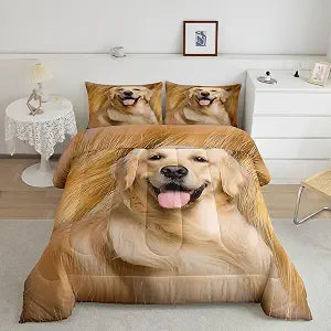 Feelyou Golden Retriever Comforter Set Dog Print Bedding Set for Kids Adults Cute Puppy Duvet Set Soft Warm Fluffy Dog Hair Bedspreads Collection 2Pcs Twin Size Boys