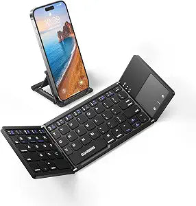 Samsers Foldable Bluetooth Keyboard with Touchpad, Ultra Slim Compact,Black