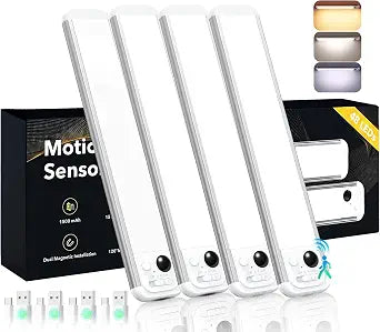 RUIKORING 8.5" Under Cabinet Lighting 4 Pack 3 Colors