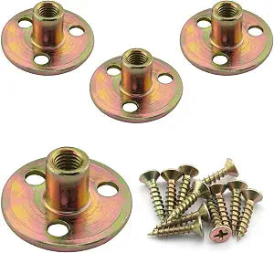 4pcs Furniture Mounting Plate 5/16 Three-Hole Cylindrical Iron Plate Nut for Furniture Legs