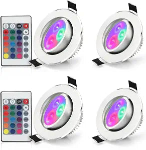 4 Pack LED Color Changing Recessed Lighting 3W RGB 3 inch Downlight