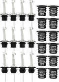 12-Pack Auto Flip Liquor Bottle Pourers with Adapters, Liquor Pour Spout Adapters set for for Large Olive Oil Bottles and Liquor Bottles - Up to 1 Inch/25mm Neck Converts Spout into Large Pour Spout