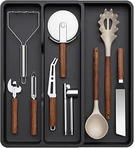 Lifewit Utensil Organizer for Kitchen Drawer, Expandable Cooking Tray